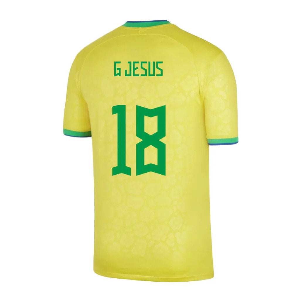 2022-2023 Brazil Little Boys Home Shirt (G Jesus 18)_2
