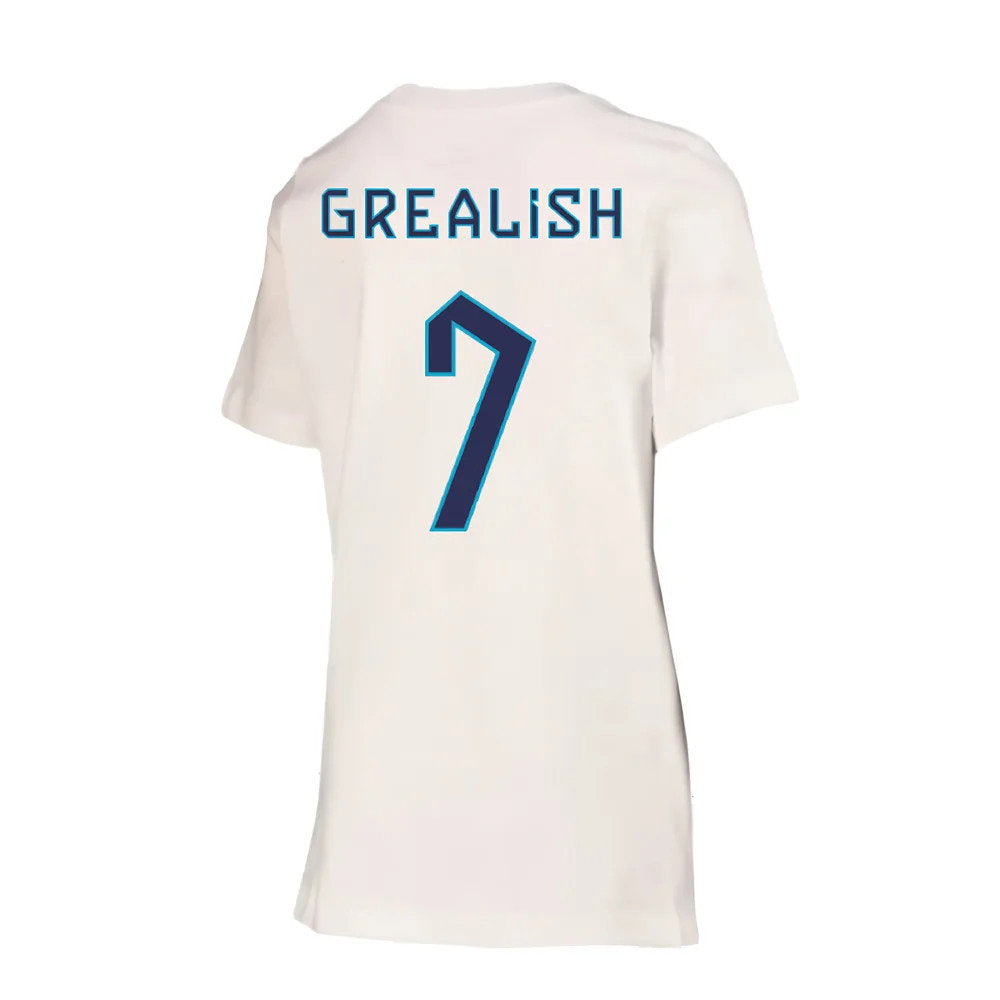 2022-2023 England Crest Tee (White) - Kids (Grealish 7)_2