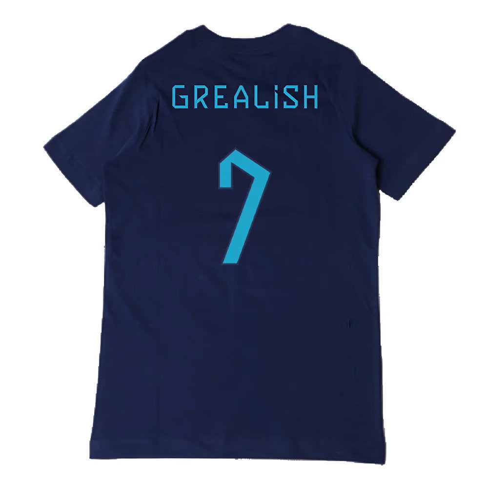 2022-2023 England Three Lions Tee (Navy) - Kids (Grealish 7)_2