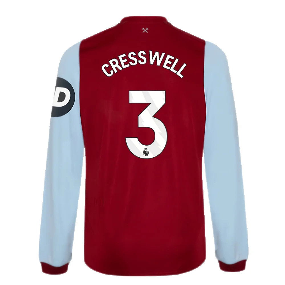 2023-2024 West Ham Long Sleeve Home Shirt (CRESSWELL 3)_2