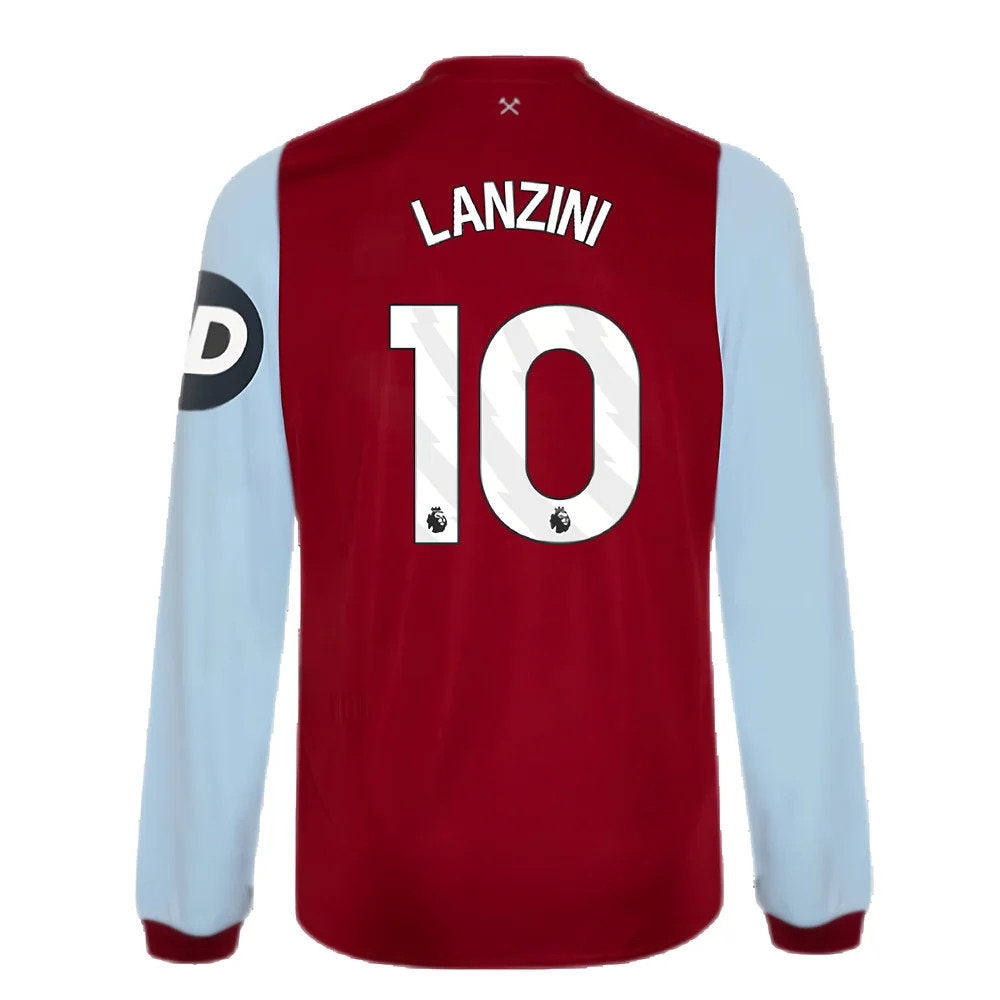 2023-2024 West Ham Long Sleeve Home Shirt (Kids) (LANZINI 10)_2