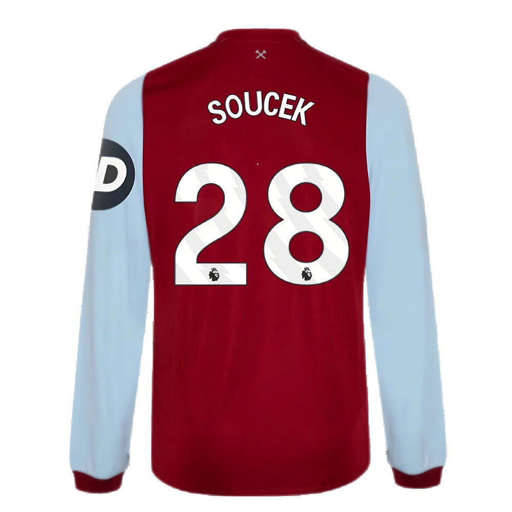 2023-2024 West Ham Long Sleeve Home Shirt (SOUCEK 28)_2