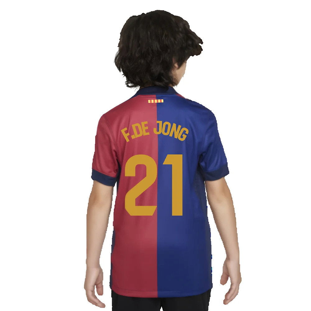 2024-2025 Barcelona Home Shirt (Sponsorless) - Kids (F.De Jong 21)_2