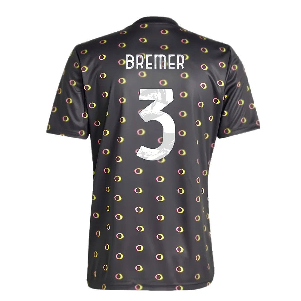 2024-2025 Juventus Pre-Match Shirt (Black) (Bremer 3)_2