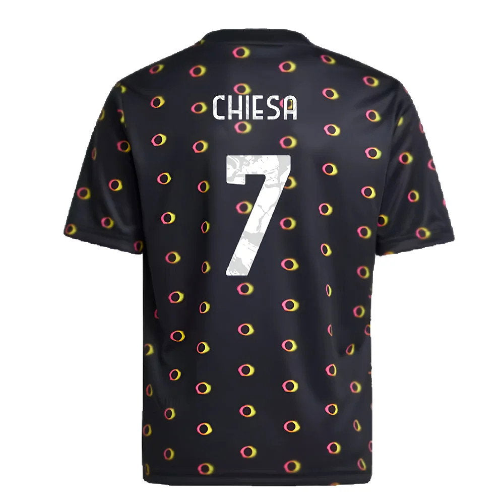 2024-2025 Juventus Pre-Match Shirt (Black) - Kids (Chiesa 7)_2