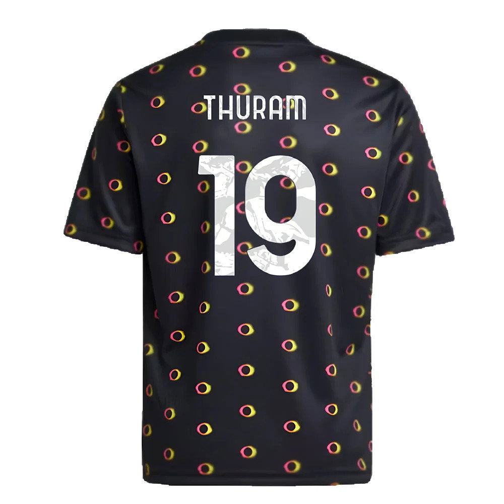 2024-2025 Juventus Pre-Match Shirt (Black) - Kids (Thuram 19)_2