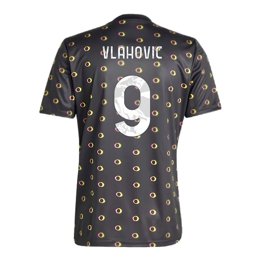 2024-2025 Juventus Pre-Match Shirt (Black) (Vlahovic 9)_2