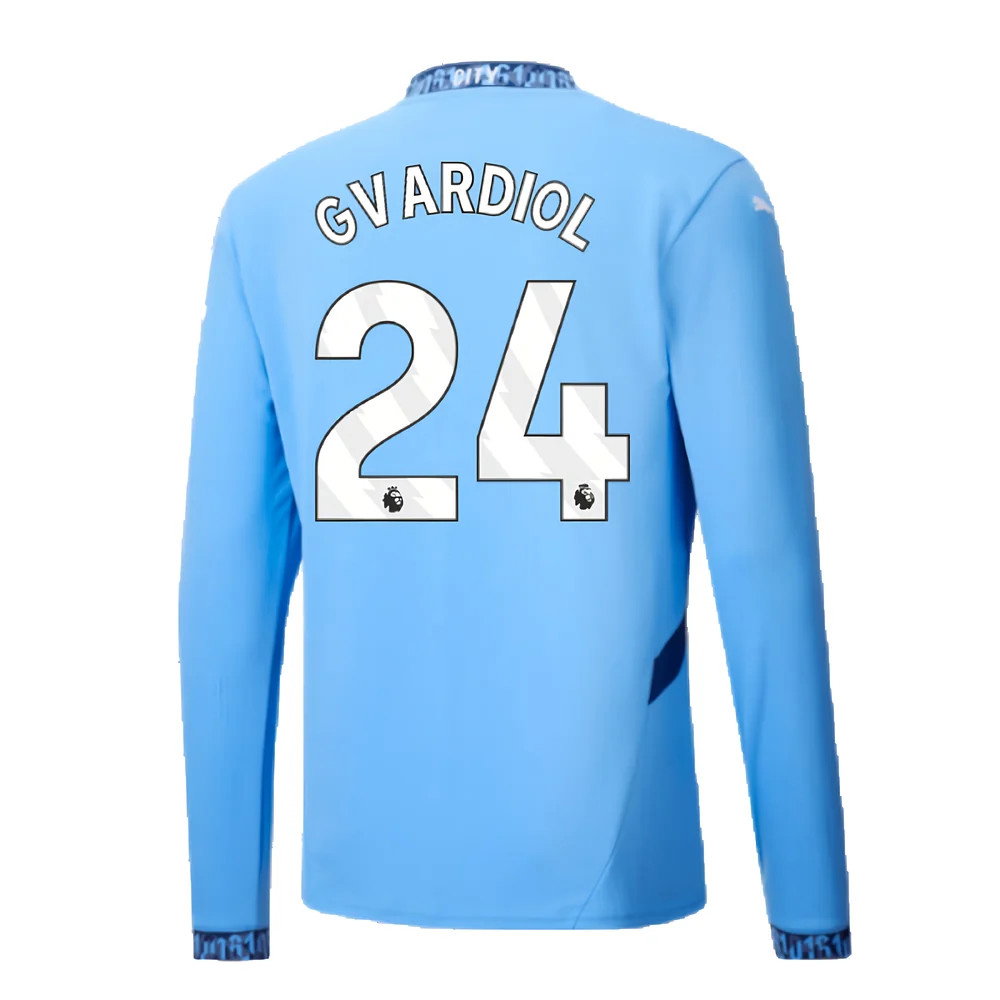 2024-2025 Man City Home Long Sleeve Shirt (Gvardiol 24)_2