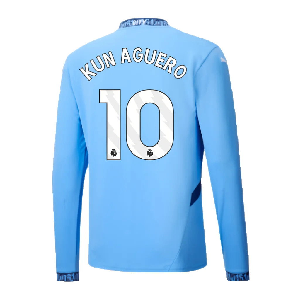 2024-2025 Man City Home Long Sleeve Shirt (Kun Aguero 10)_2