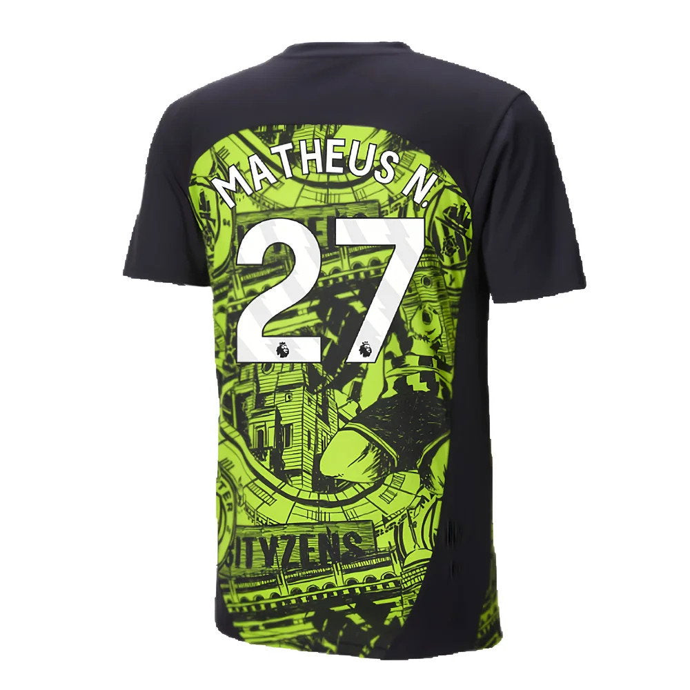 2024-2025 Man City Pre-Match Shirt (Yellow Glow) (Matheus N. 27)_2