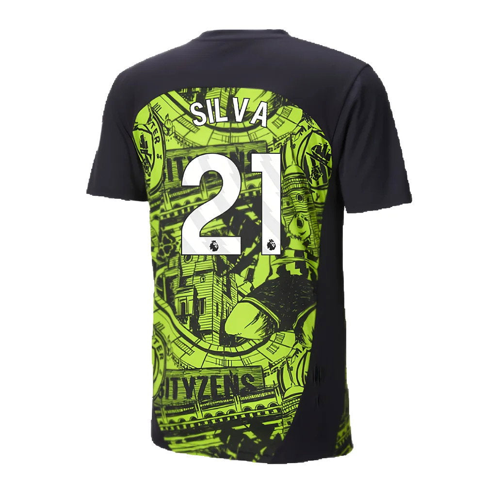 2024-2025 Man City Pre-Match Shirt (Yellow Glow) (Silva 21)_2