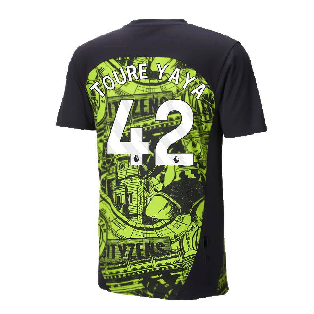 2024-2025 Man City Pre-Match Shirt (Yellow Glow) (Toure Yaya 42)_2