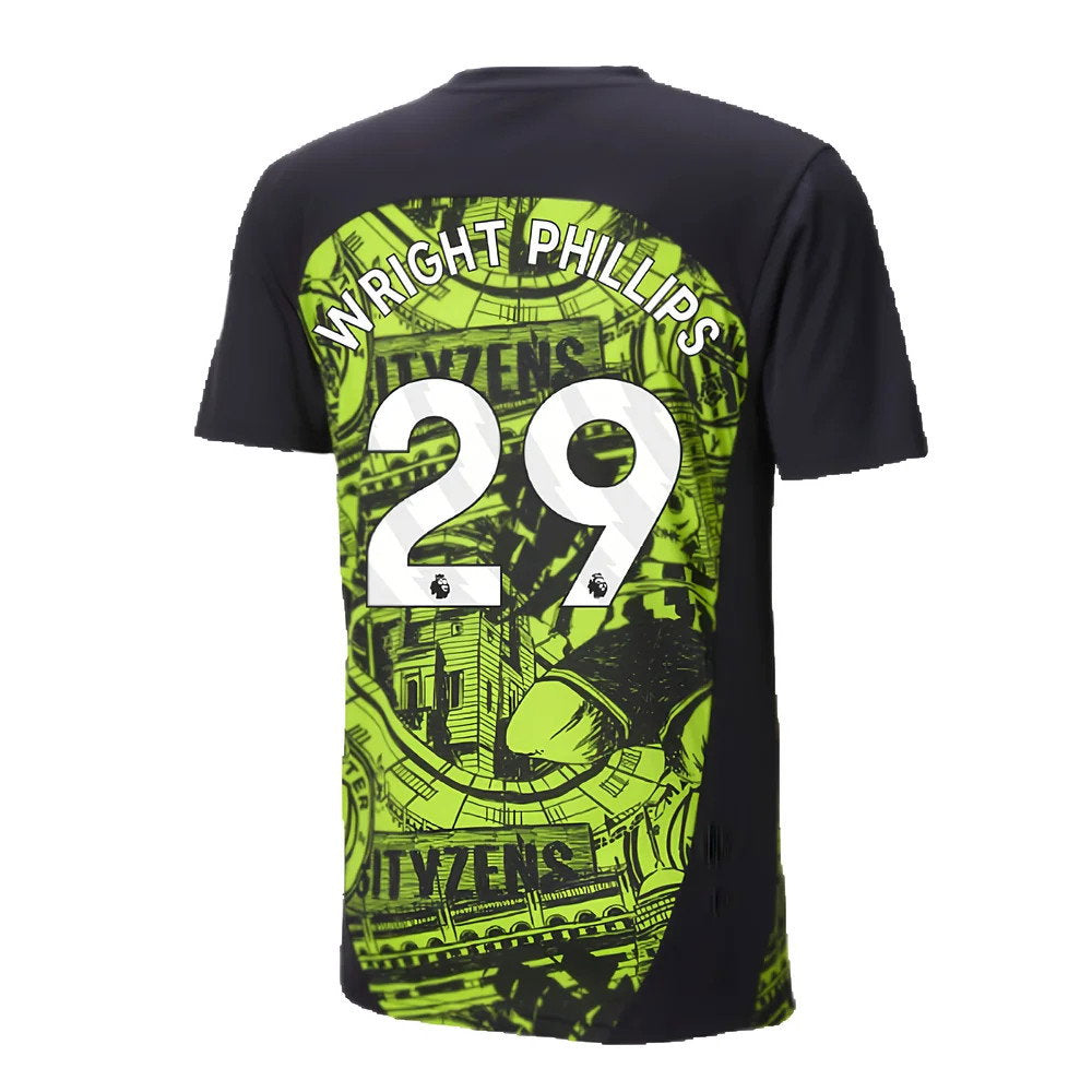 2024-2025 Man City Pre-Match Shirt (Yellow Glow) (Wright Phillips 29)_2
