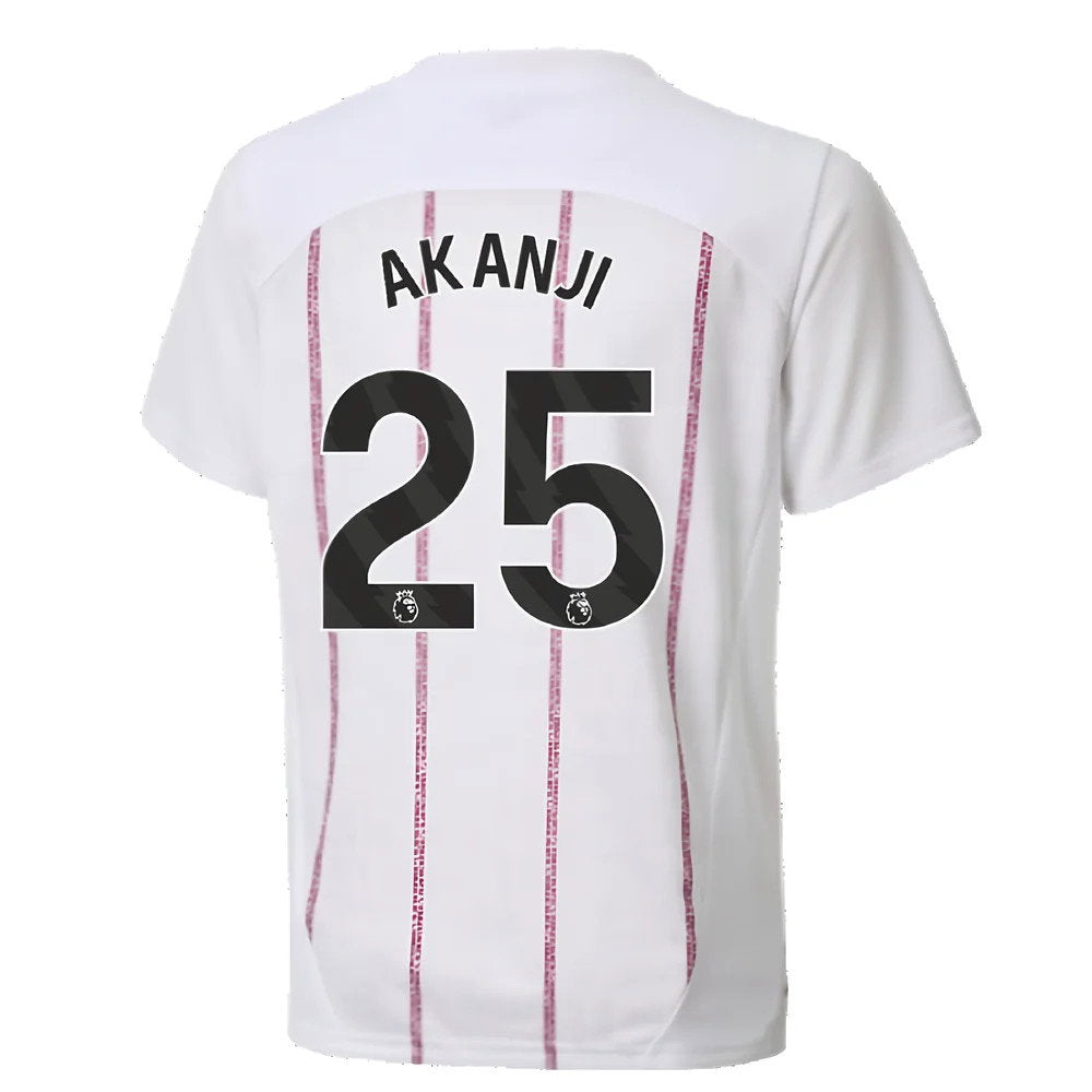 2024-2025 Man City Prematch SS Jersey (White) - Kids (Akanji 25)_2