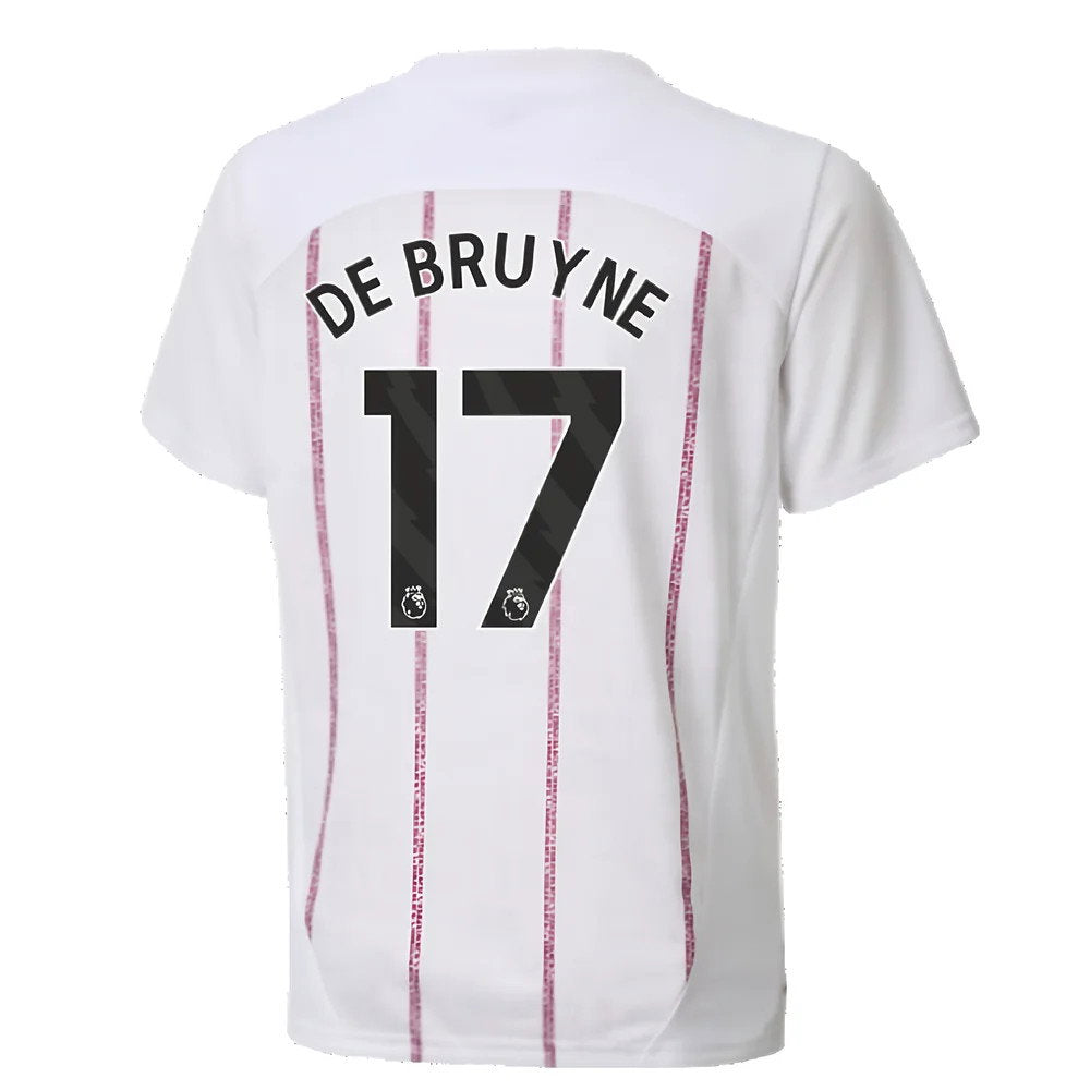 2024-2025 Man City Prematch SS Jersey (White) - Kids (De Bruyne 17)_2