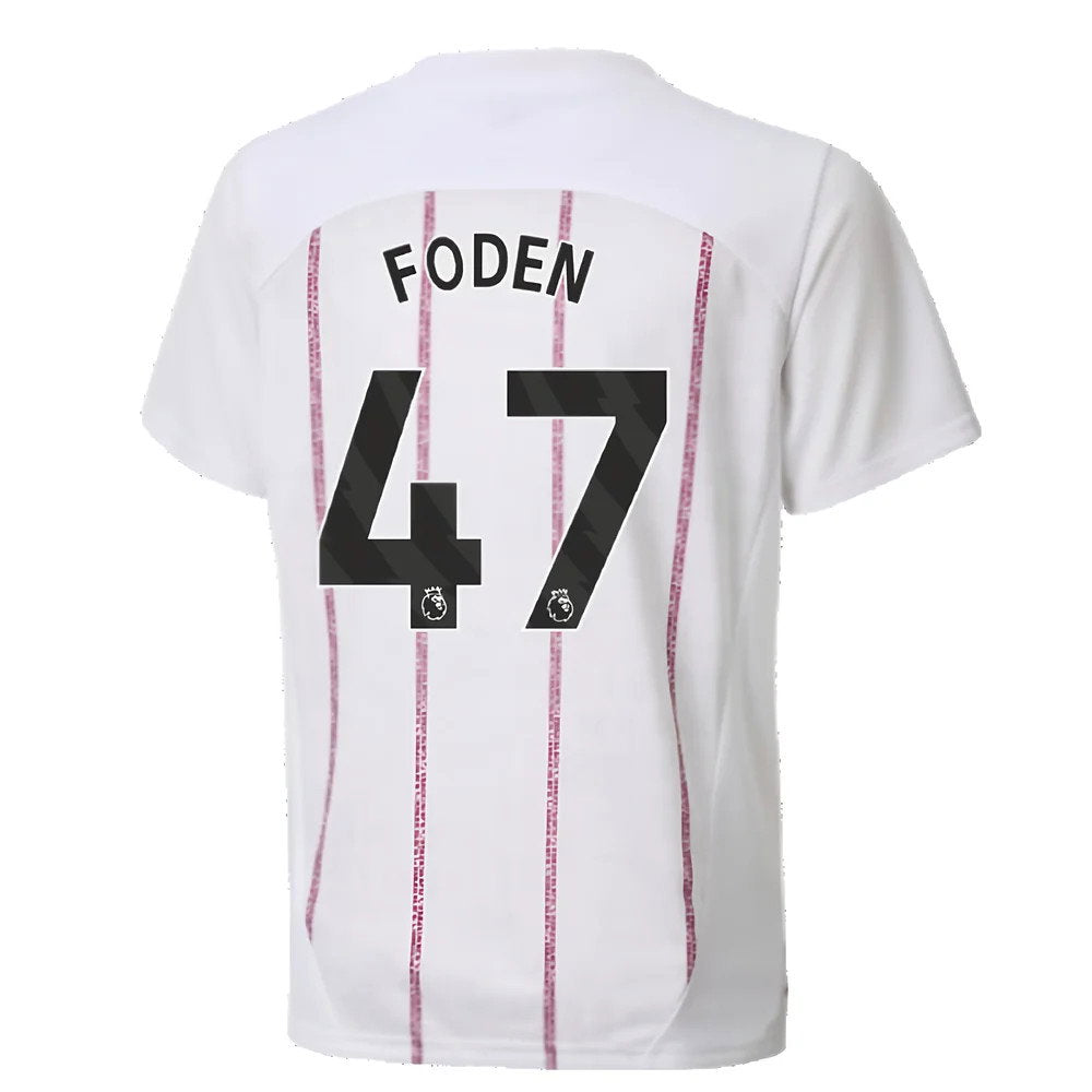 2024-2025 Man City Prematch SS Jersey (White) - Kids (Foden 47)_2