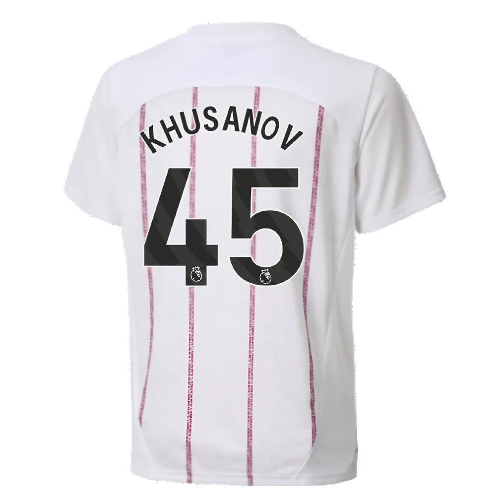 2024-2025 Man City Prematch SS Jersey (White) - Kids (Khusanov 45)_2