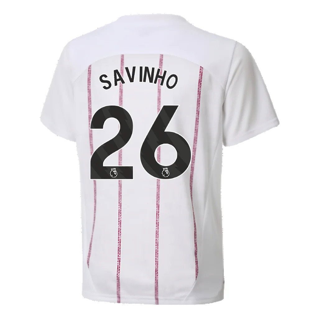 2024-2025 Man City Prematch SS Jersey (White) - Kids (Savinho 26)_2