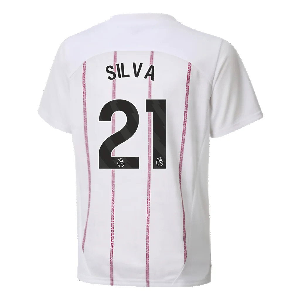 2024-2025 Man City Prematch SS Jersey (White) - Kids (Silva 21)_2