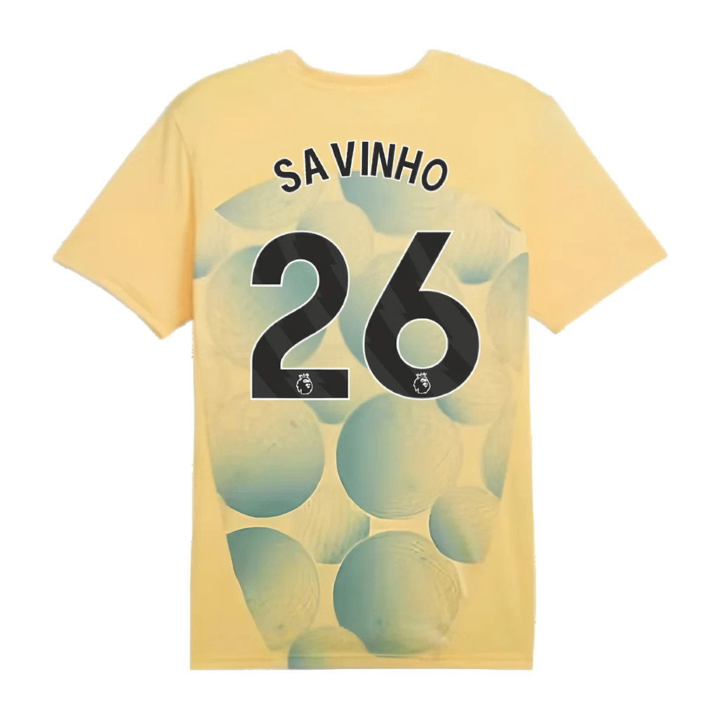 2024-2025 Man City Prematch SS Shirt (Flaxen) - Kids (Savinho 26)_2