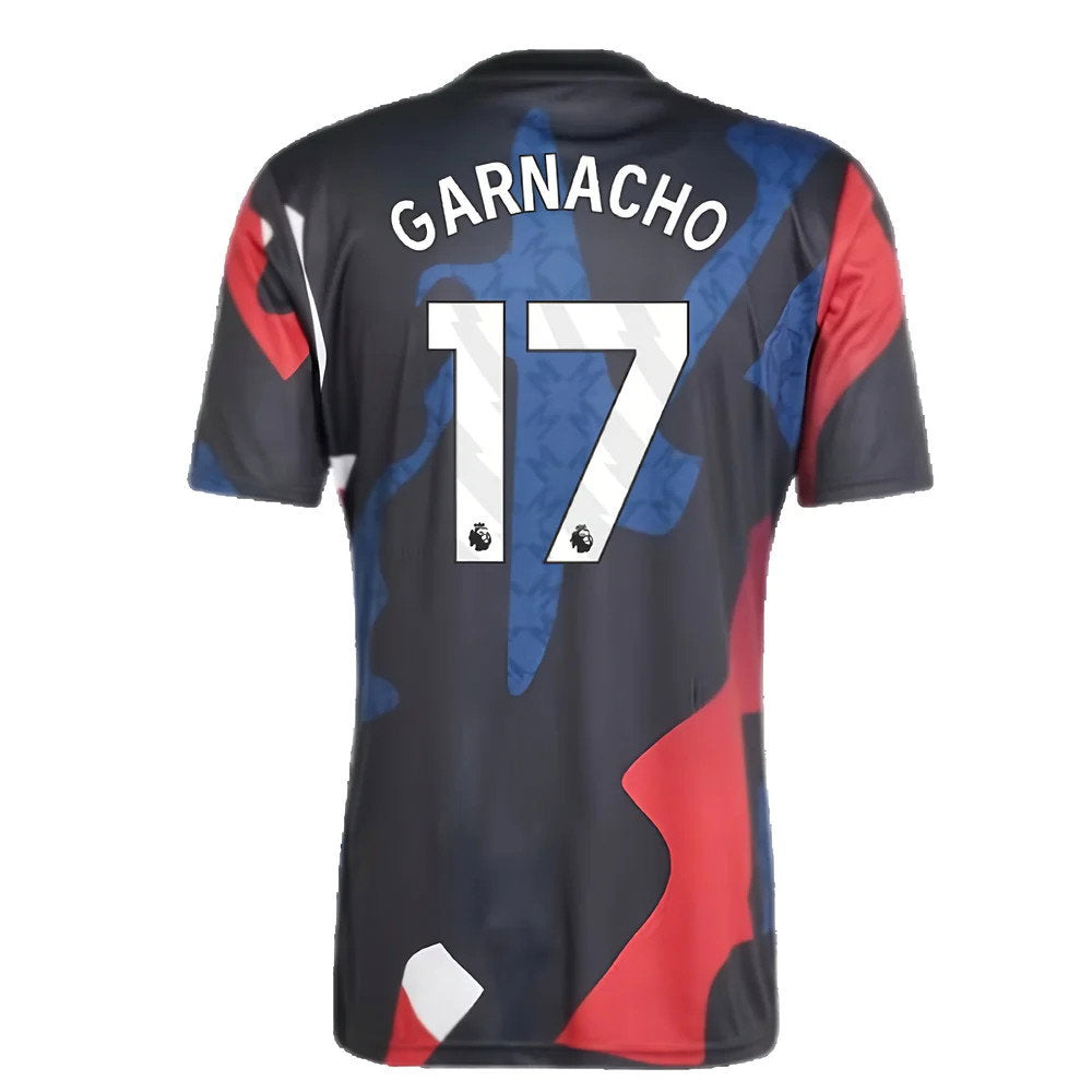 2024-2025 Man Utd Pre-Match Jersey (Black) (Garnacho 17)_2