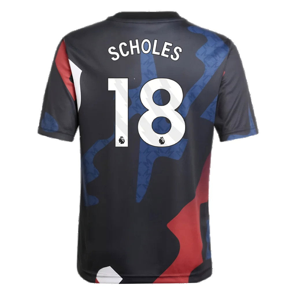 2024-2025 Man Utd Pre-Match Jersey (Black) - Kids (Scholes 18)_2