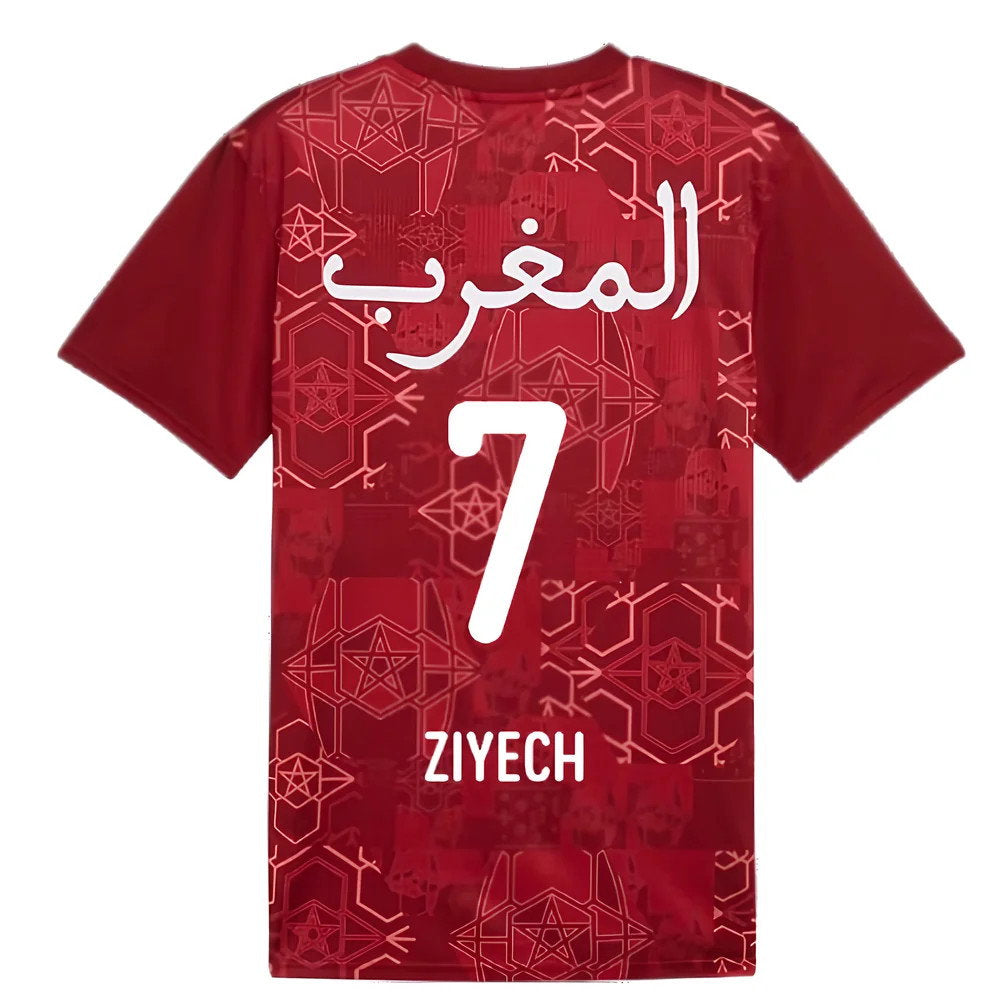 2024-2025 Morocco Prematch SS Jersey (Red) (Ziyech 7)_2