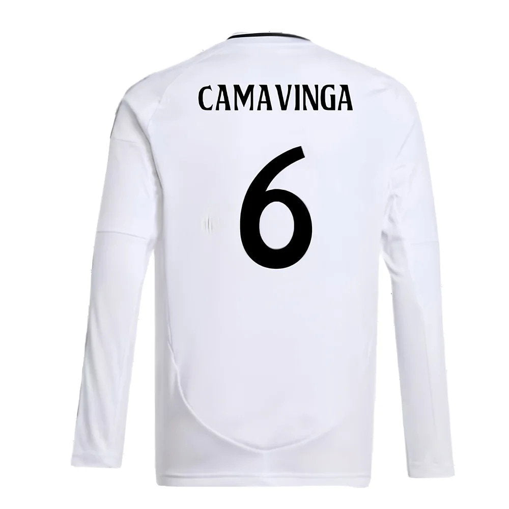 2024-2025 Real Madrid Long Sleeve Home Shirt (Kids) (Camavinga 6)_2