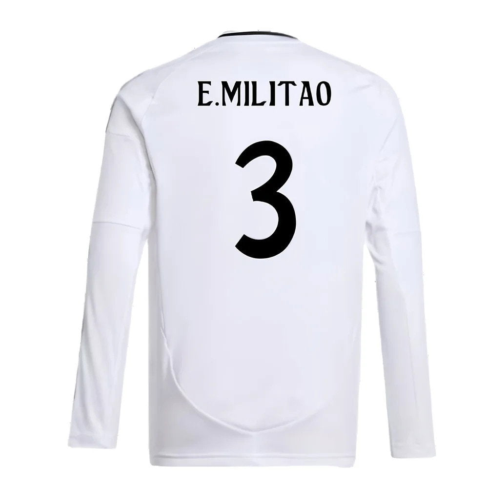 2024-2025 Real Madrid Long Sleeve Home Shirt (Kids) (E.Militao 3)_2