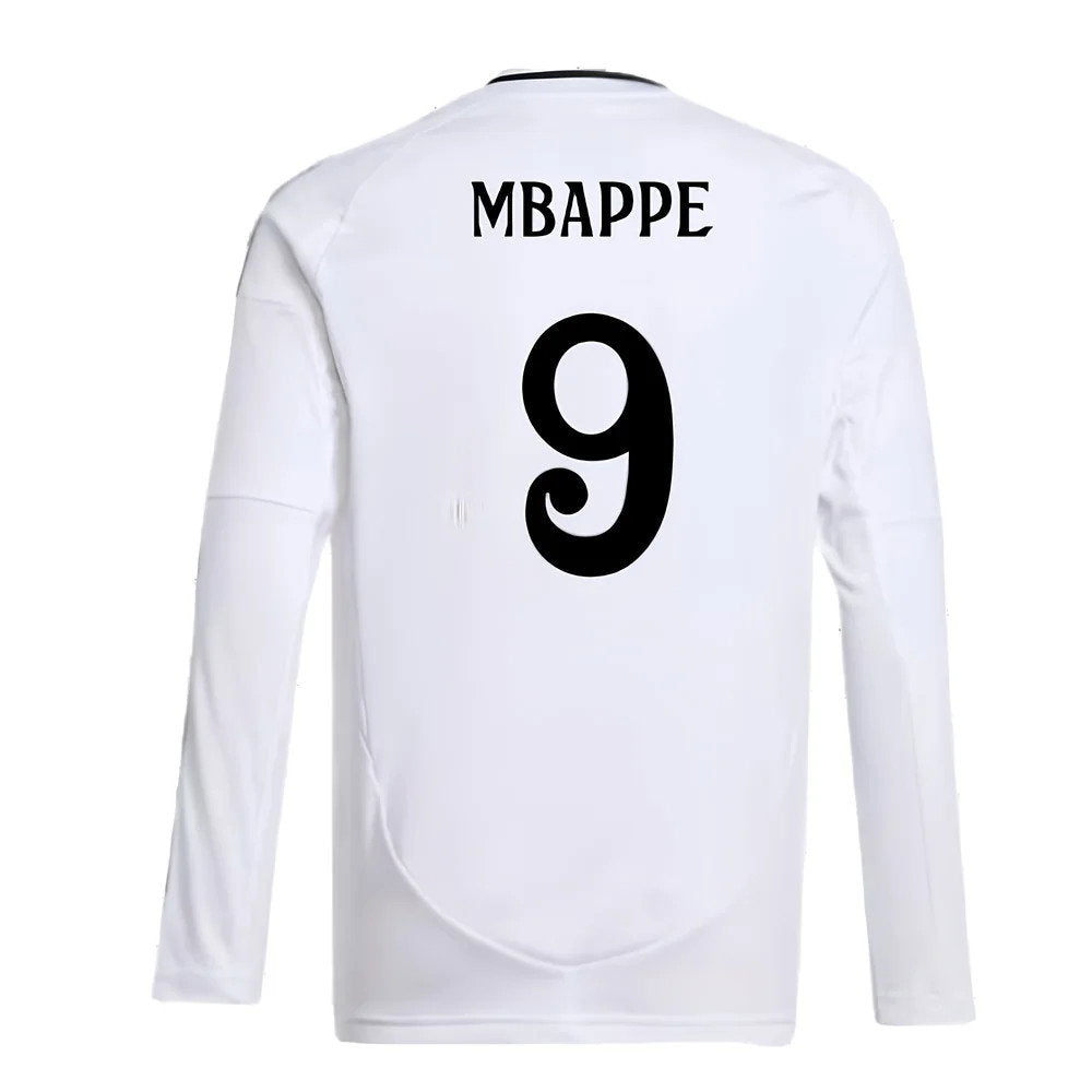 2024-2025 Real Madrid Long Sleeve Home Shirt (Kids) (Mbappe 9)_2