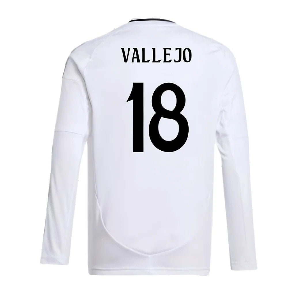 2024-2025 Real Madrid Long Sleeve Home Shirt (Kids) (Vallejo 18)_2