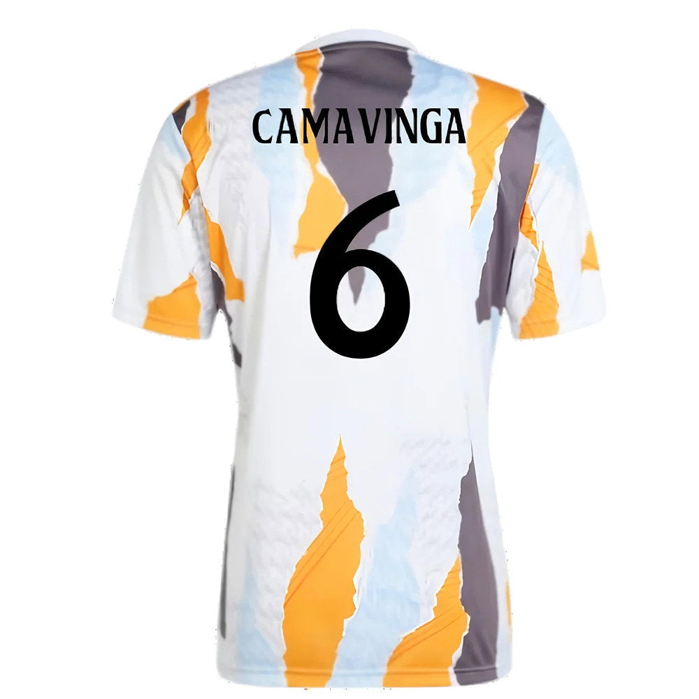 2024-2025 Real Madrid Pre-Match Shirt (White/Crew Orange) (Camavinga 6)_2
