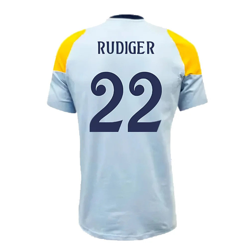 2024-2025 Real Madrid Training Tee (Glow Blue) (Rudiger 22)_2