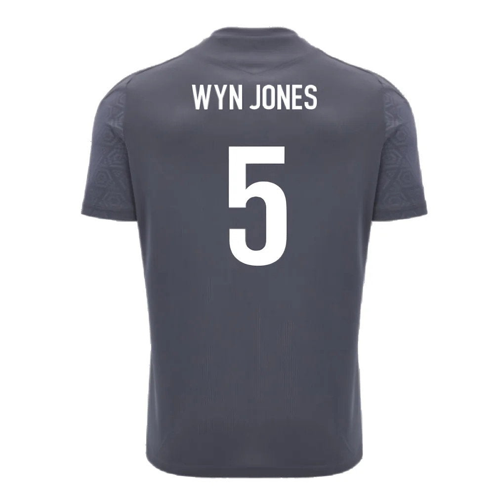 2024-2025 Wales WRU Rugby Training Poly Shirt (Anthracite) - Kids (Wyn Jones 5)_2