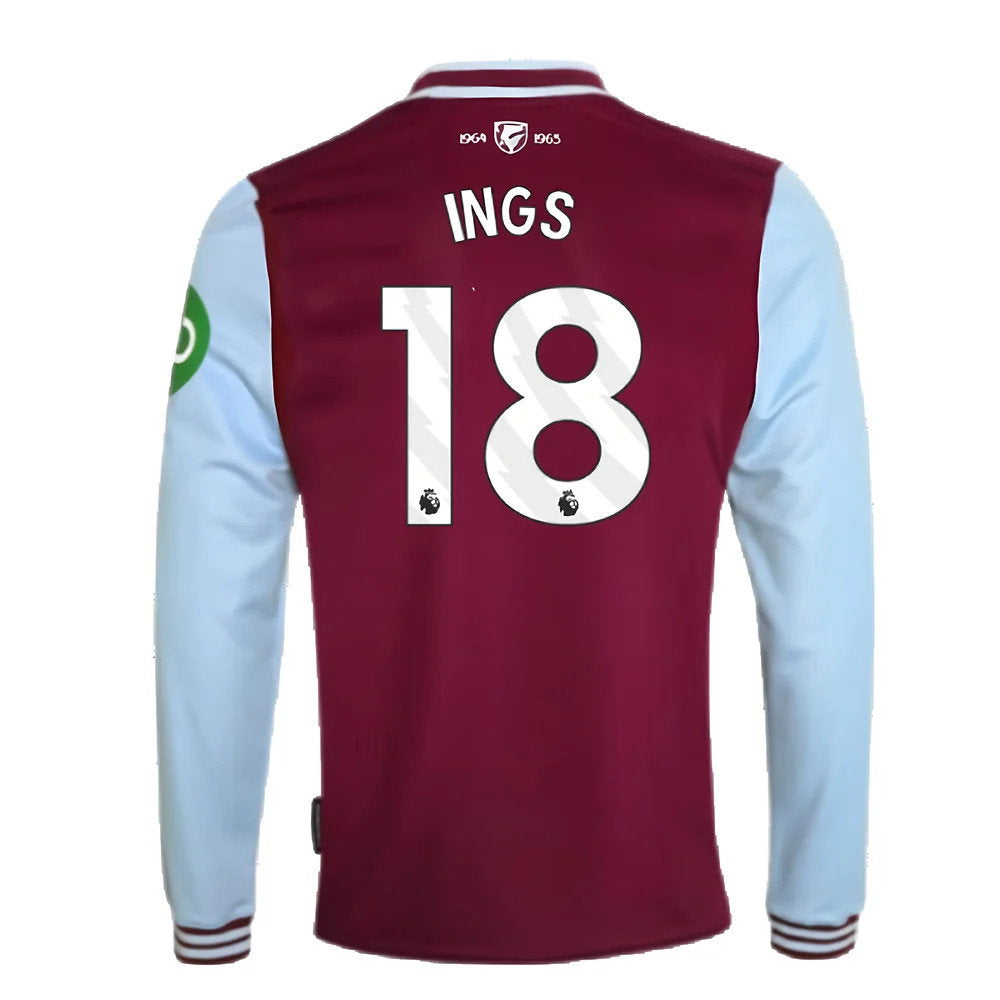 2024-2025 West Ham Long Sleeve Home Shirt (Kids) (Ings 18)_2