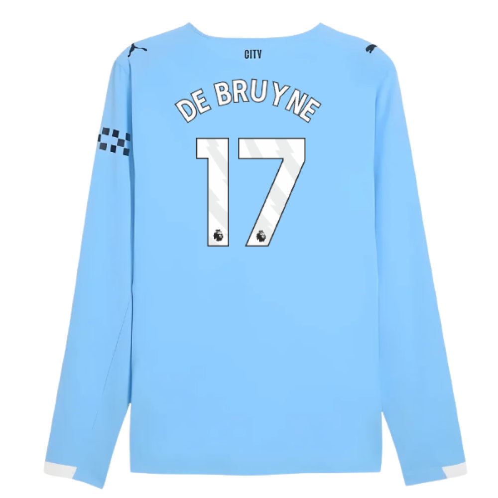 2025-2026 Man City Authentic Long Sleeve Home Shirt (De Bruyne 17)_0