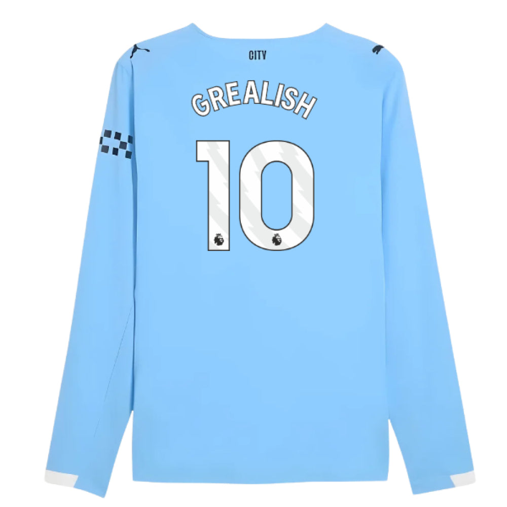 2025-2026 Man City Authentic Long Sleeve Home Shirt (Grealish 10)_0
