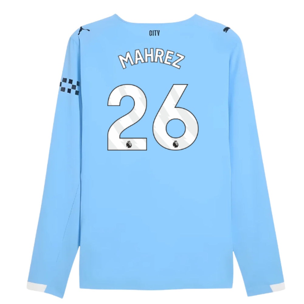 2025-2026 Man City Authentic Long Sleeve Home Shirt (Mahrez 26)_0