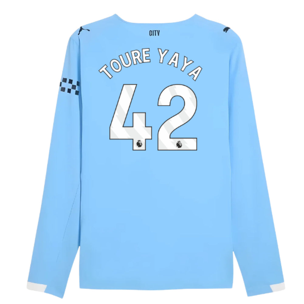 2025-2026 Man City Authentic Long Sleeve Home Shirt (Toure Yaya 42)_0