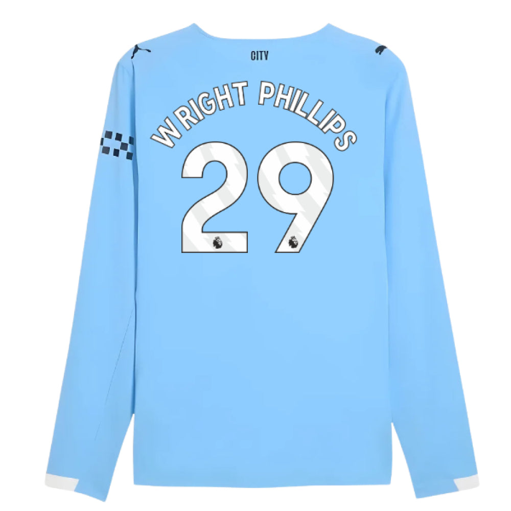 2025-2026 Man City Authentic Long Sleeve Home Shirt (Wright Phillips 29)_0