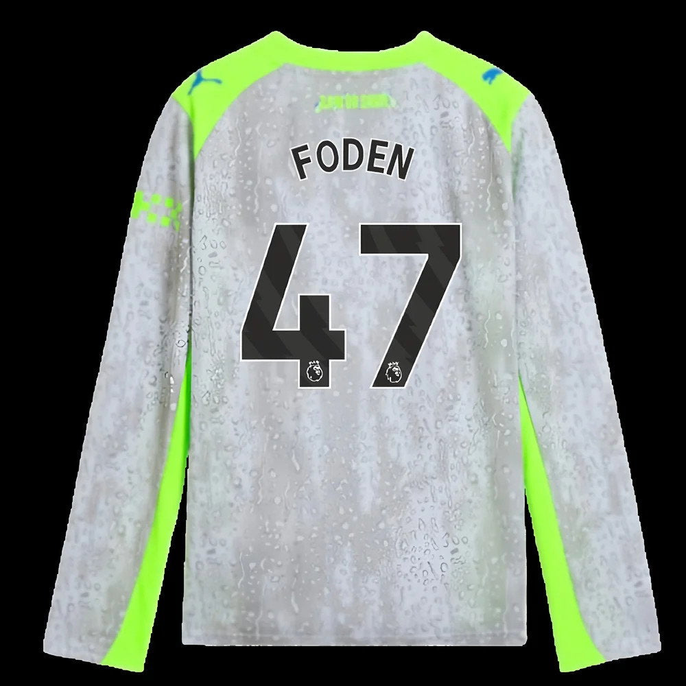2025-2026 Man City Long Sleeve Third Shirt (Kids) (Foden 47)_0
