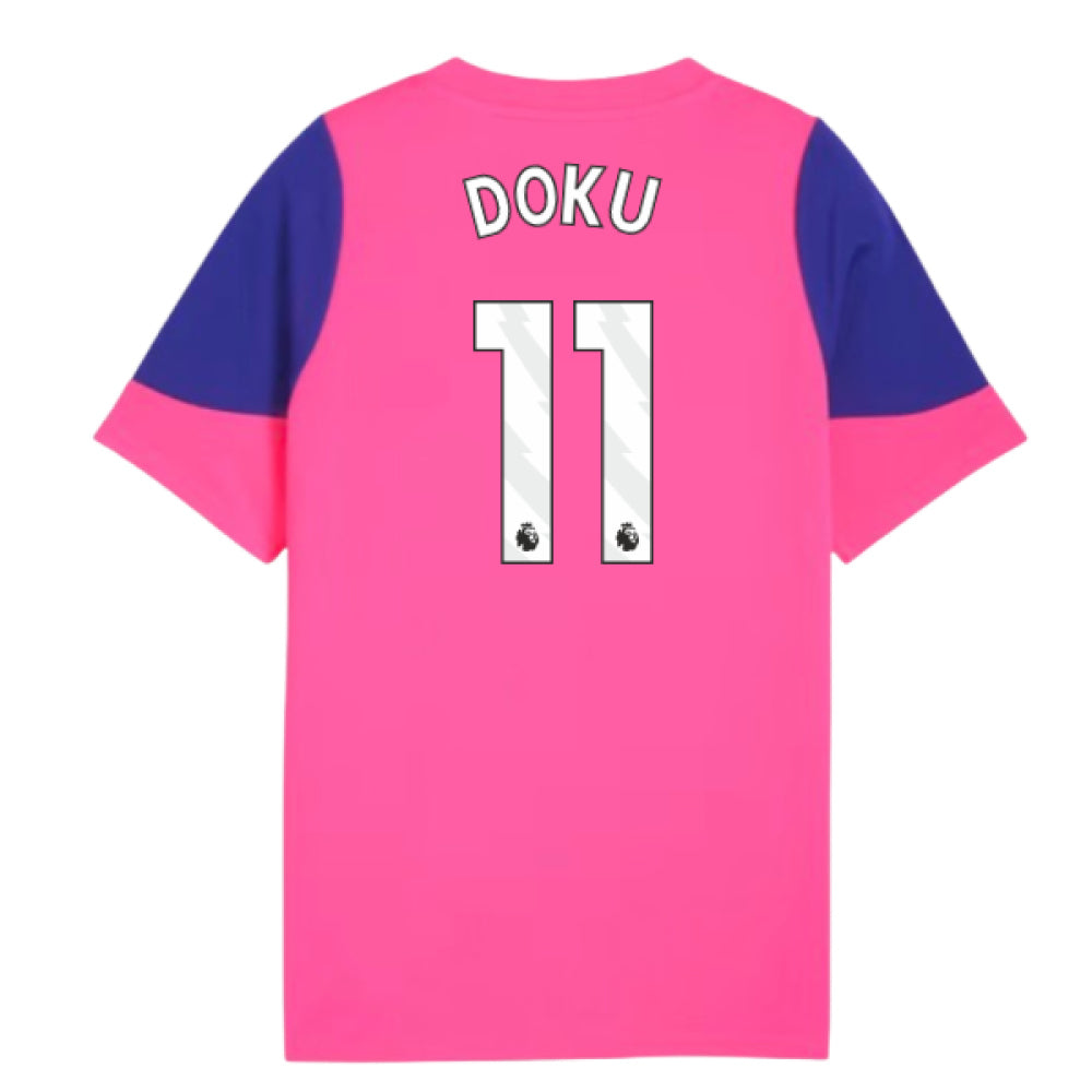 2025-2026 Man City Training Jersey (Fluro Pink) - Kids (Doku 11)_0