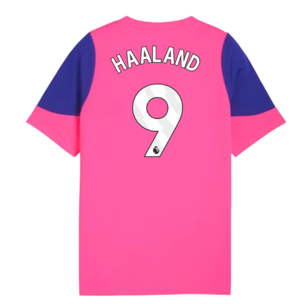 2025-2026 Man City Training Jersey (Fluro Pink) - Kids (Haaland 9)_0