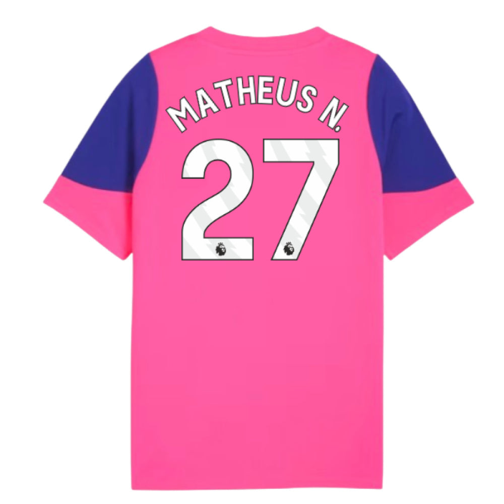 2025-2026 Man City Training Jersey (Fluro Pink) - Kids (Matheus N. 27)_0