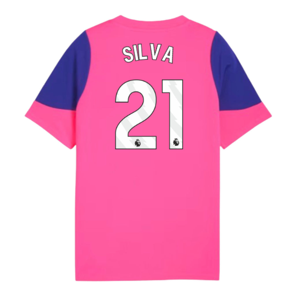2025-2026 Man City Training Jersey (Fluro Pink) - Kids (Silva 21)_0