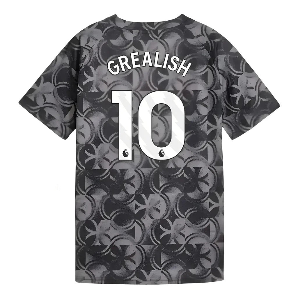 2025-2026 Man City Warm Up Jersey (Black) - Kids (Grealish 10)_0