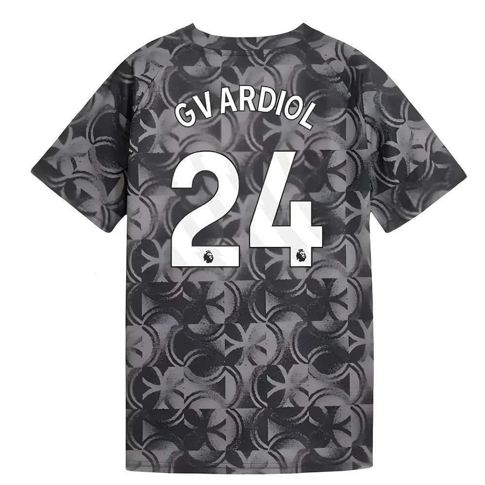2025-2026 Man City Warm Up Jersey (Black) - Kids (Gvardiol 24)_0