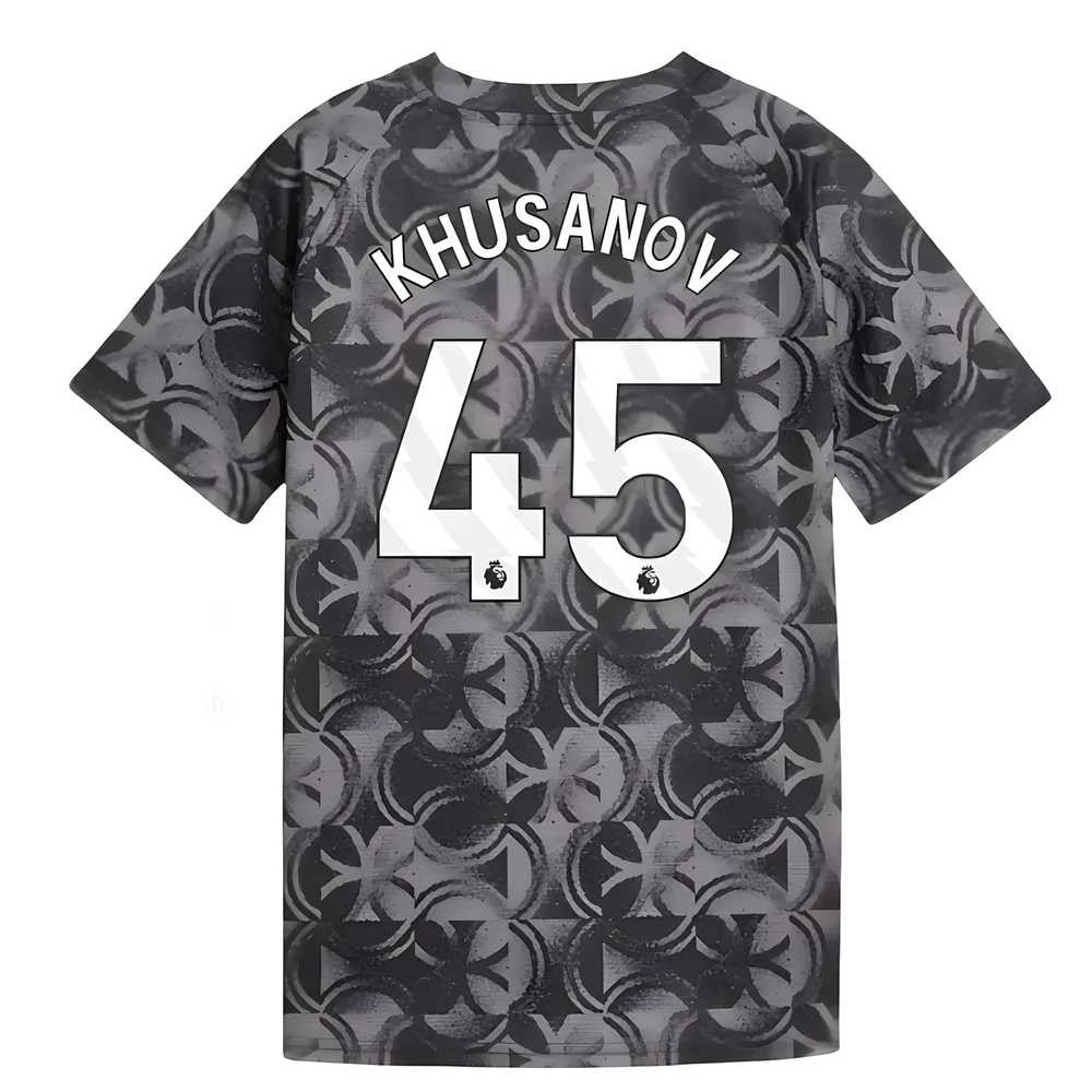 2025-2026 Man City Warm Up Jersey (Black) - Kids (Khusanov 45)_0