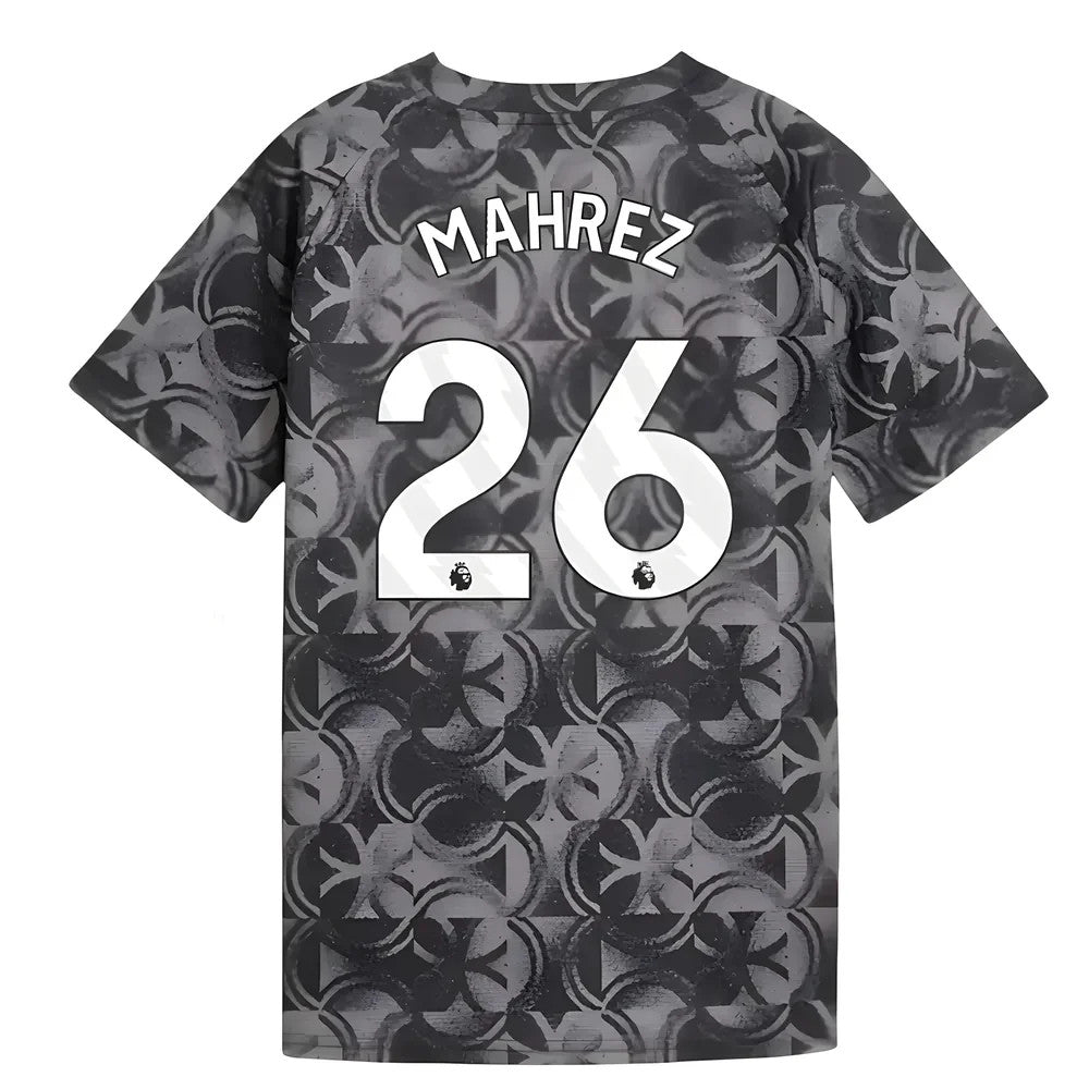 2025-2026 Man City Warm Up Jersey (Black) - Kids (Mahrez 26)_0