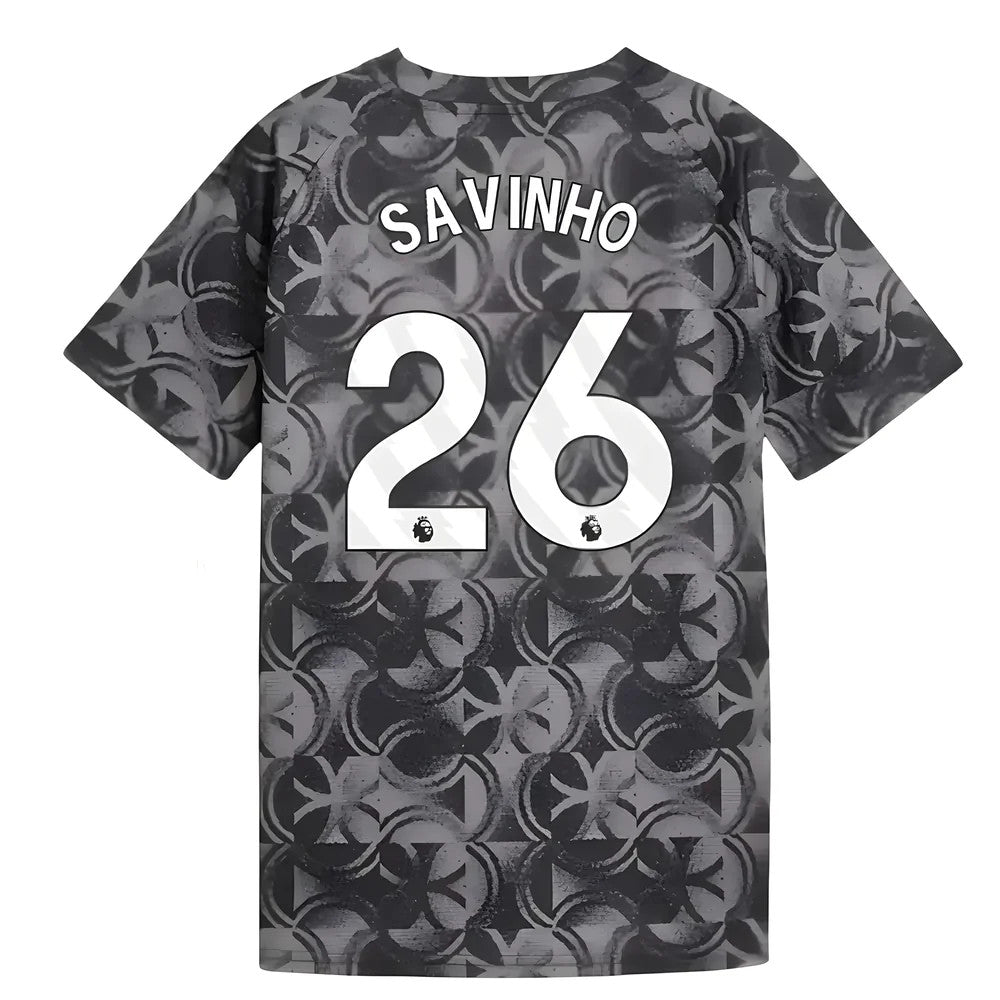 2025-2026 Man City Warm Up Jersey (Black) - Kids (Savinho 26)_0